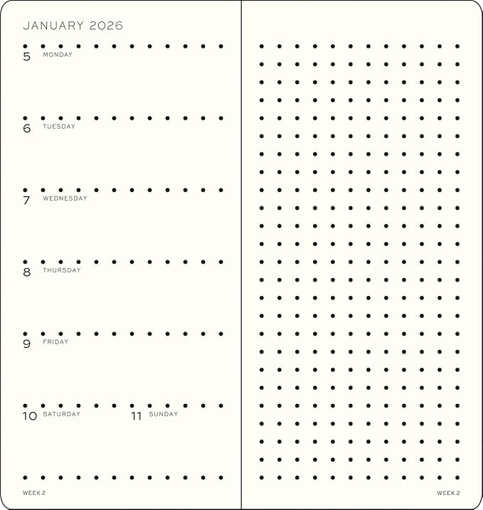 LEUCHTTURM1917 - Weekly Planner & Notebook 2026, Hardcover, Wallet (B6+ x A6), Dotted, Forest Green (Jan 1 - Dec 31, 2026)