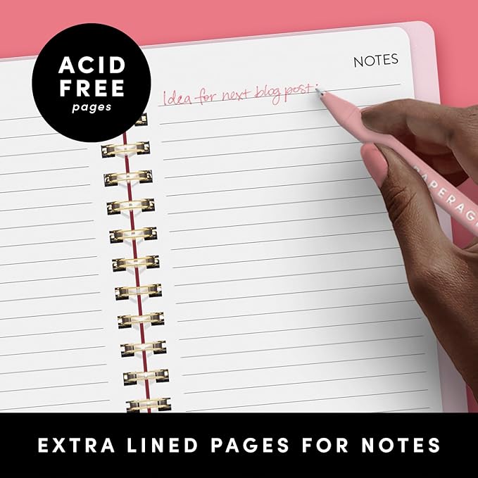 PAPERAGE 2025 Weekly & Monthly Spiral Bound Planner (Blush), 12 Month (January 2025 - December 2025), 5.5 in x 8 in, Weekly & Monthly Spreads, Includes Additional Note Pages & Trackers