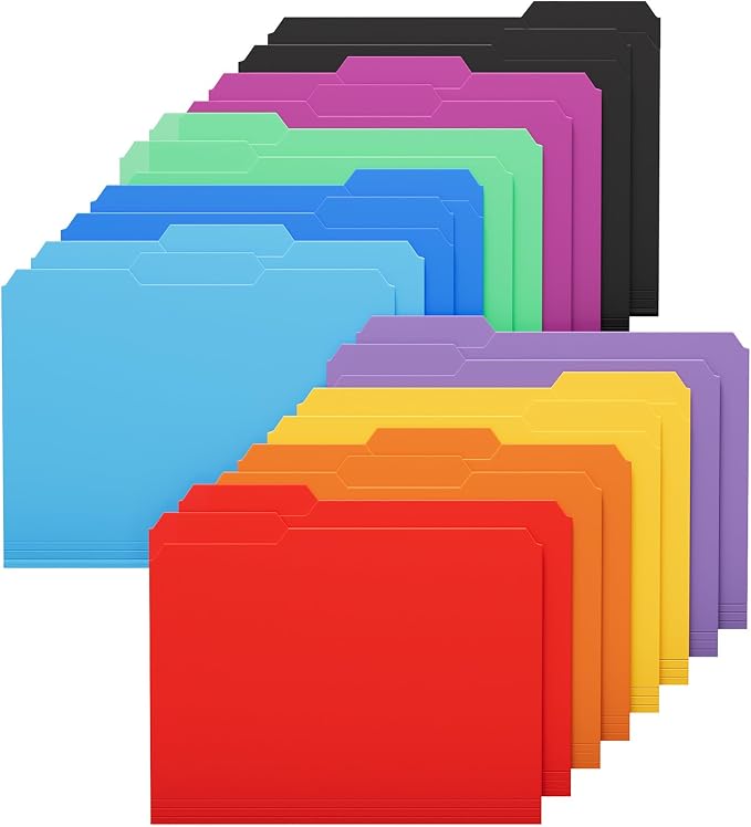 KTRIO 18 Pack Plastic File Folders, Letter Size, Erasable Tabs, 9 Colors | Water-Resistant PP, Expandable Capacity, 1/3-Cut Erasable Tabs, Letter Size Fit, Office School Home