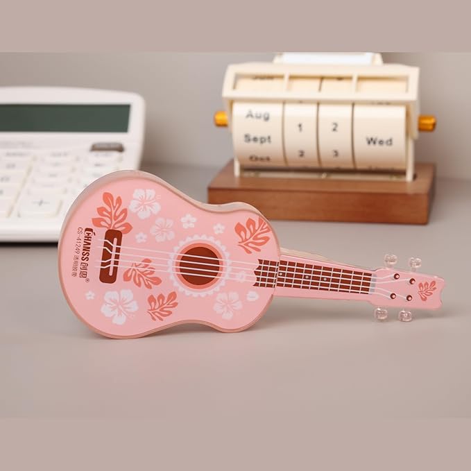 2-Pack Guitar-Shaped Correction Tape, 65ft Each- Aesthetic Cute and Unique Design, Smooth White Correction Tape, Portable and Easy-to-Use, Suitable for School, Office & Home, Pink&Blue