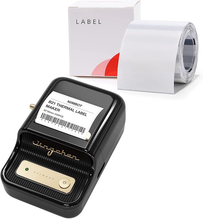 NIIMBOT B21 Black Label Maker and 2 Rolls Tape Bundle