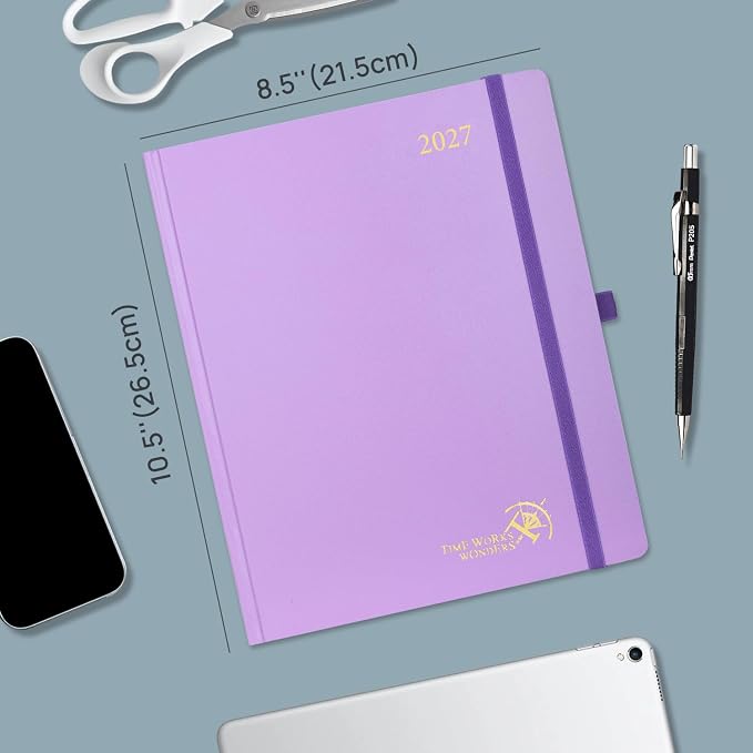 POPRUN 2027 Planner Weekly and Monthly, Large 8.5" x 10.5" Calendar, Jan 2027- Dec 2027 Agenda, Daily Appointment Book with Hourly Time Slots, Monthly Tabs, Hardcover, 100 GSM - Dark Green