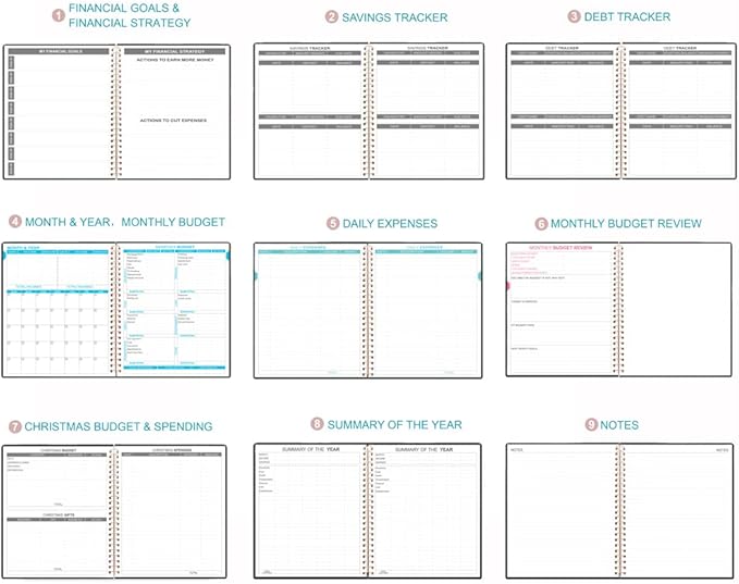 Budget Planner - 8" x 9.5" Monthly Budget Book with Expense Tracker Notebook, 2026 Budgeting Book and Financial Planner to Control Your Money. Large Size, PU Leather, Black