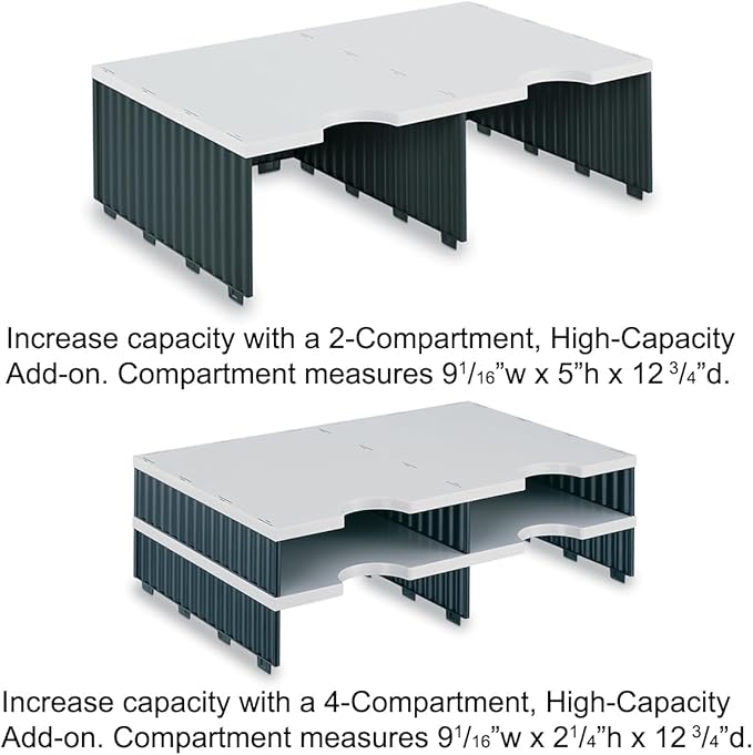Ultimate Office Tierdrop Desktop Organizer. 6-Compartment High Capacity Mail, Classroom and Literature Sorter, Features Extra High Slots for Bulky Packages & Supplies. Add-On Tiers for Easy Expansion