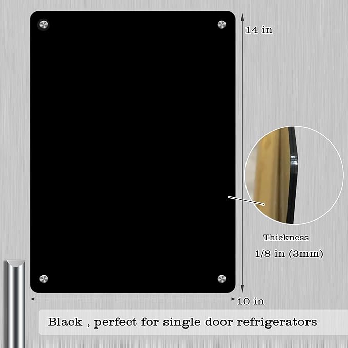 JonXon Acrylic Magnetic Dry Erase Board for Refrigerator,Acrylic Board for Fridge,to Do List for Fridge,Includes 6 Colors Markers(10" X 14” Black Blank)