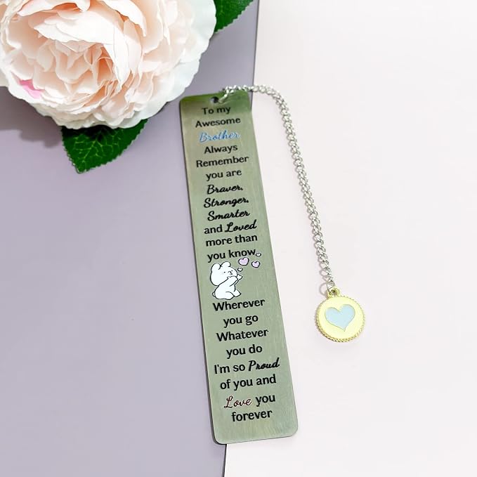 Awesome Brother Bookmarks Graduation Gifts Inspirational Go to University Encourage Keepsake Men Birthday Christmas Back to School Present Best Wishes Book Accessory from Big Middle Little Brother Sis