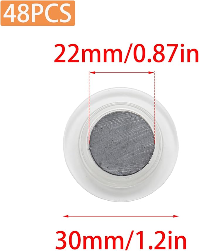 48 Pcs White Round Magnets for Whiteboard,Round Small Magnets for School,Office,Home (1.2 Inch)