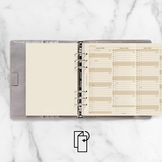 Filofax Calendar Diary Refill, A5 Size, Vertical Year Planner, Cotton Cream Paper, English, 2026 (C68508-26)