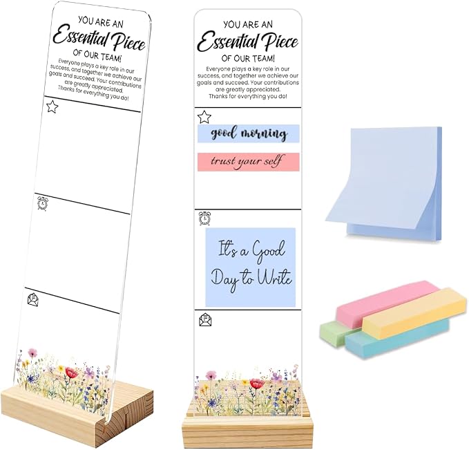 Sticky Note Holder Acrylic Monitor Memo Board Desk Organizers and Accessories Desk Decor Post It Note Holder with 200Pcs Sticky Notes Team Appreciation Employee Thank You Desk Sign