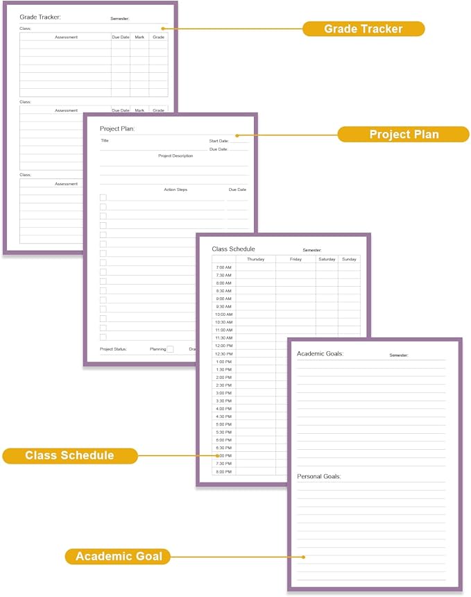 Academic Planner for 2026-2027 or Anytime – 5.8" x 8.5" Undated Weekly Student Planner For Homeschool, High School, College & Nursing Students, 200 Pages, Purple