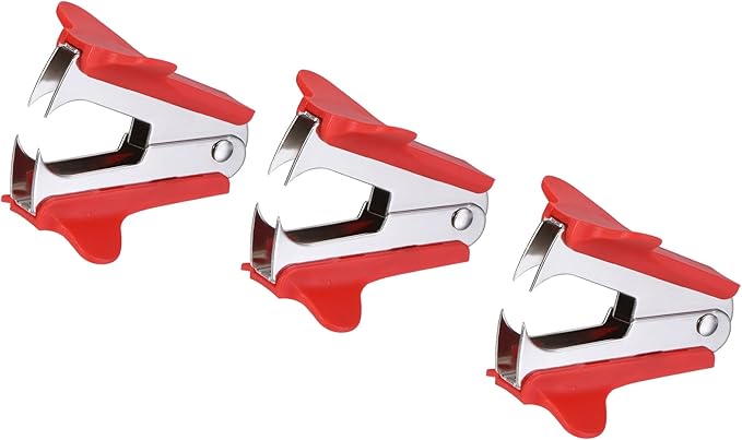 MECCANIXITY Staple Remover Tools, Staplers Puller Steel Jaw for Office Home Desktop Supply Accessory, Red Pack of 3