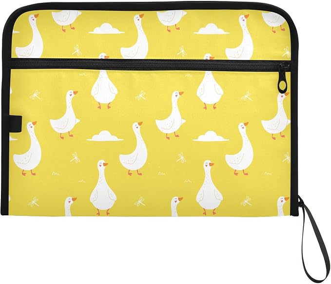 Cute Geese Cartoon File Folders,Plastic Folders with 13 Pockets,Expandable File Folder for Documents School Students Office,Aesthetic Folder with Labels A4 Letter Size