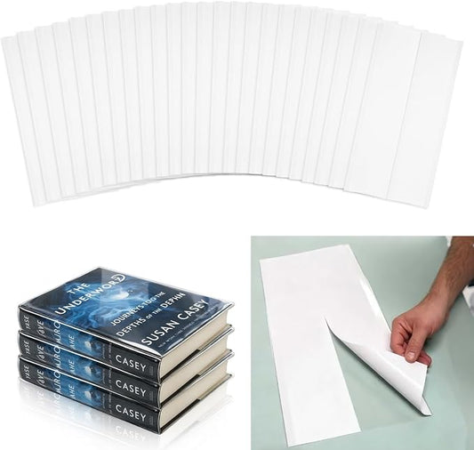40 Pcs Fold-On Archival Book Jacket Center-Slit Books Dust Jacket Covers Clear Archival Book Cover Protector for Librarian Collector (10" H X 21" L)