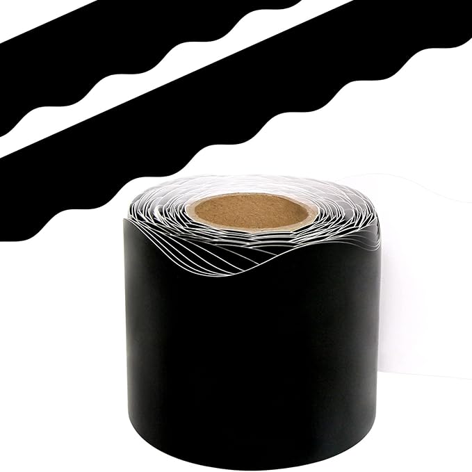Fancy Land Black Bulletin Board Border Black Scalloped Borders for Classroom Decor Back to School Supplies 52Ft