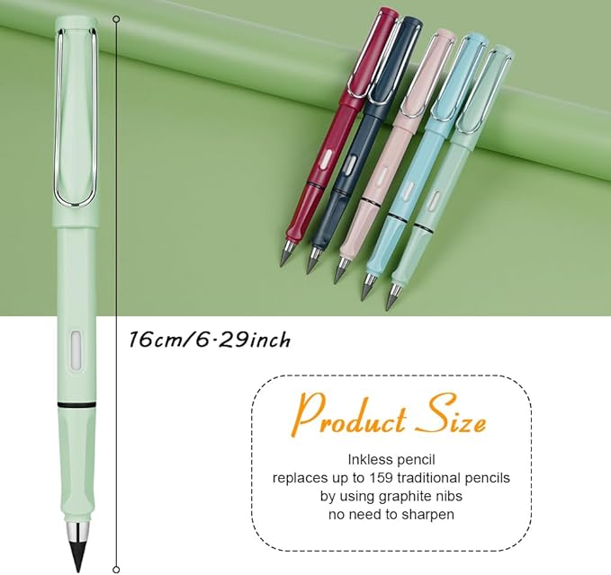 Ainiv Inkless Reusable Pencil with Eraser & 5 Replaceable Nibs - Endless Writing for Home, Office & School