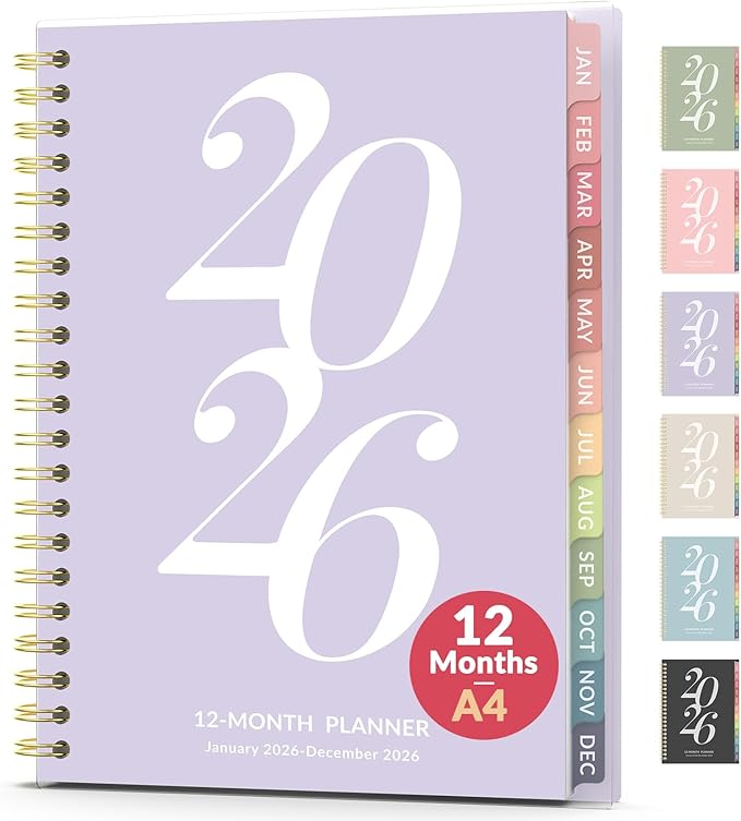 Forvencer 2026 Planner Weekly and Monthly, Jan - Dec 2026, 8.5” x 11”, Large Agenda Planner for Women, Aesthetic Calendar Planner with Spiral Bound, Month Tab, Flexible Cover for School Office, Purple