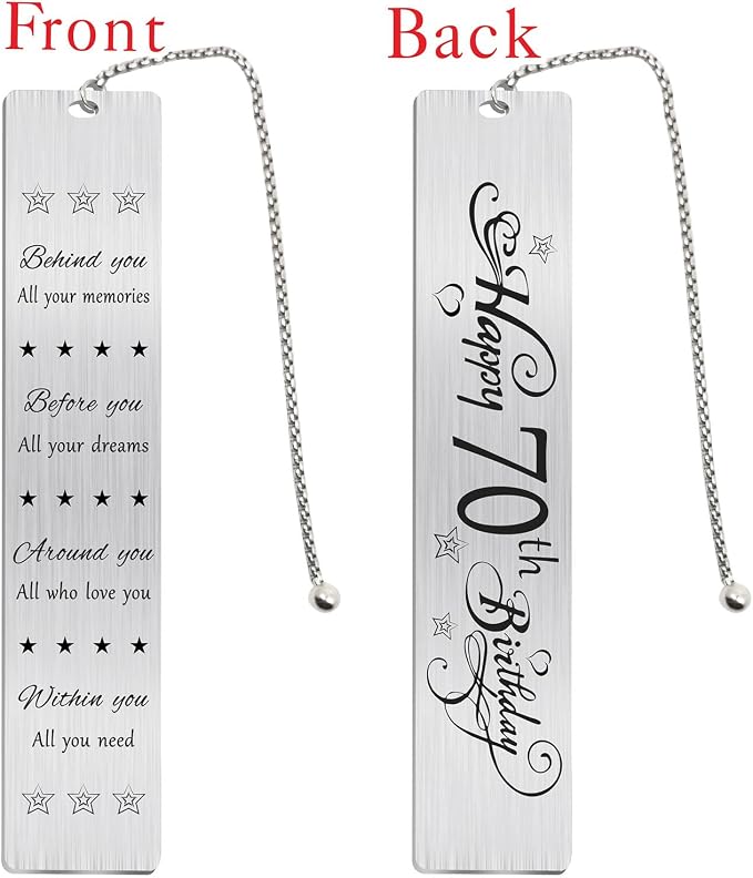 Jzxwan Happy 70th Birthday Gifts for Women Men, 70 Year Old Birthday Bookmark Gift for Male Female, 70 Bday Decorations