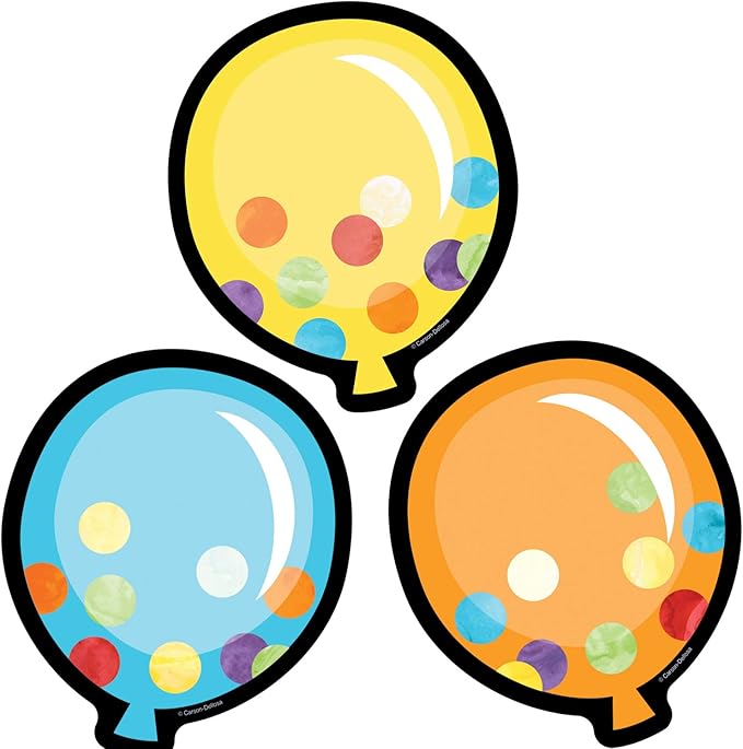 Carson Dellosa 36-Piece Celebrate Learning Balloon With Confetti Cutouts, Colorful Cardstock Confetti Happy Birthday Bulletin Board Decorations for Party, Name Tags, Labels, and Classroom Decor