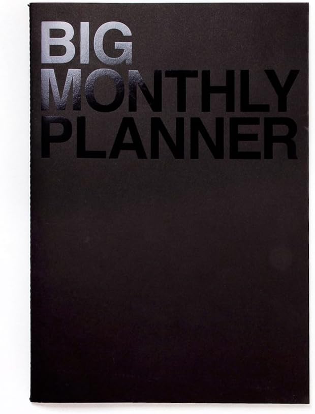 JSTORY Big Monthly Planner Stitch Bound Lays Flat Huge Undated Year Round Flexible Cover Goal/Time Organizer Thick Paper Eco Friendly Customizable A3 16 Months 18 Sheets Ver B