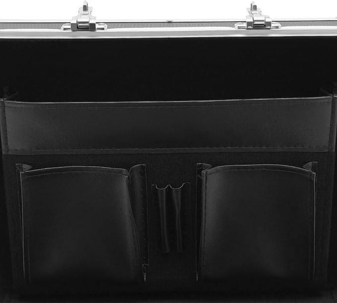 File Organizer Box, L13.8*D10*H13.4in Locking Document Storage Cabinet File Folder with Combination Locks & Handle, Portable Metal Filing Storage Box for Office Travel, Black