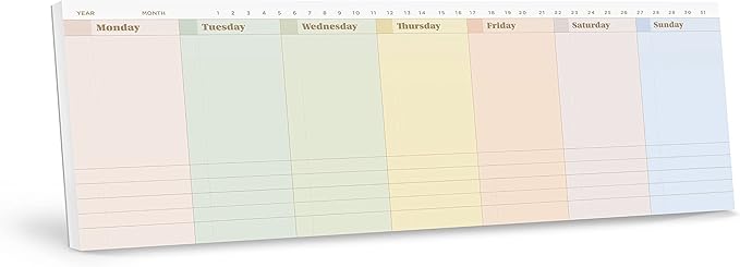 Oriday Weekly Calendar Planner Notepad Tear Off Pad (Rainbow) - Daily, Weekly Planning pads