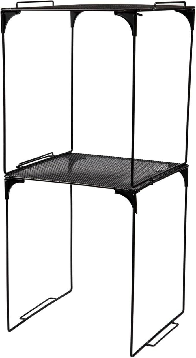 Svartur Locker Shelf for School Locker, Stackable Locker Shelves for Locker Decoration, Tall Locker Organizer Shelf for Work, Back to School Essentials Locker Accessories, Pack of 2, Black
