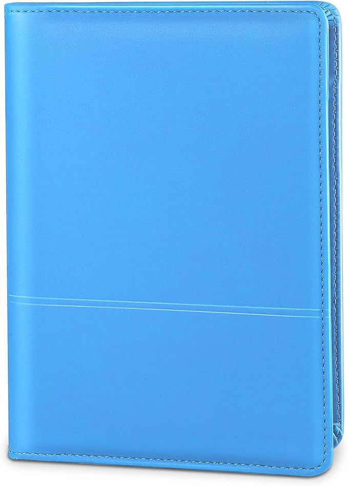 Lcjtop Classic Padfolio/Junior Portfolio Folder Case, A5 Business Organizer Binder for Men Women, 5 x 8 Writing Pad Included,Blue