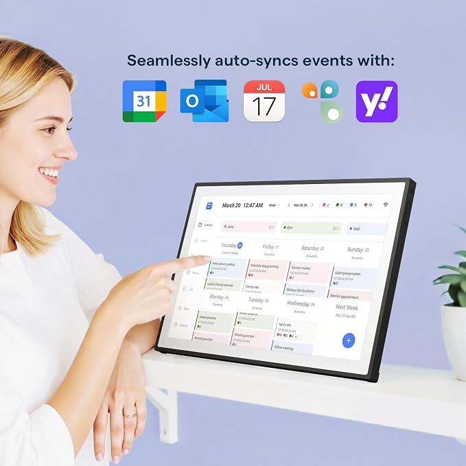 Digital Calendar, Smart WiFi Electronic Calendar&Chore Chart, IPS Touch Screen HD Display for Family Schedules, Share Moments Instantly from Anywhere (Black, 10.1)