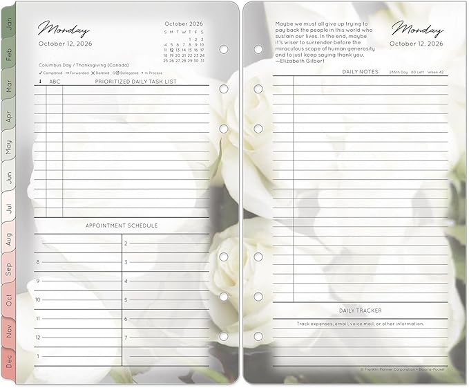 FranklinCovey - Blooms Ring-Bound Planner Refill Two Page Per Day (Pocket, Jul 2026 - Jun 2027)