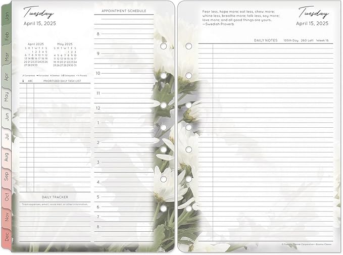 FranklinCovey - Blooms Planner Refill | Two Pages Per Day Ring-Bound (Compact, Jan 2026 - Dec 2026)