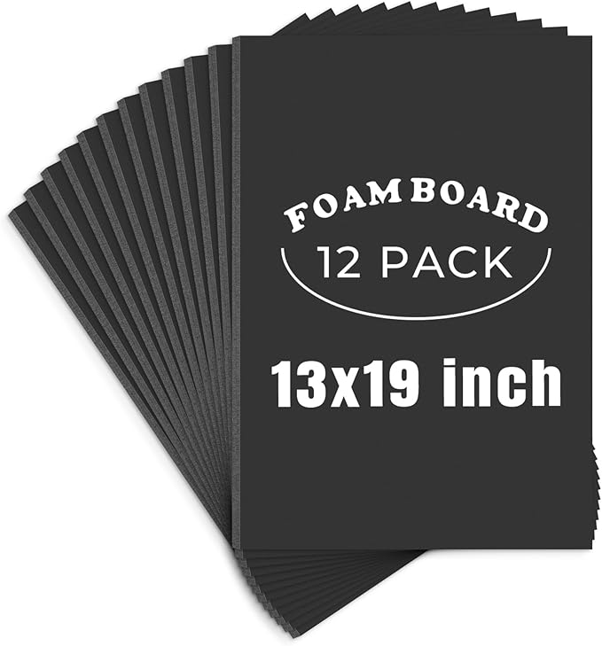 AUEAR, 12 Pack 13x19 Black Foam Boards 1/8" Thickness Foam Core Boards for Presentation Board for School Crafts Office Art Projects Display, Mounting, Print