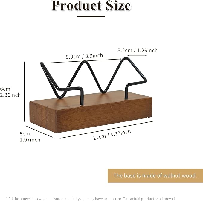 2 Pack Wood Business Card Holder for Desk, Wooden Business Name Card Display Stand Postcard Holder for Office Home Desktop,Desk Accessory Business Name Card Organizer(Walnut Color, Black)