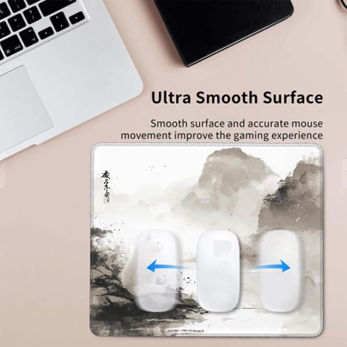 Voltique Mouse Pad Small Desk Mat, White Cat Computer Mousepad with Stitched Edges Non-Slip, Keyboard Mouse Pad for Desktop Office Desk Accessories