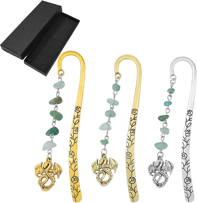 Horror Bloody Knife Metal Bookmark Horror Bookmark for Horror Fans Thriller Suspense Books Book Accessories Exquisite Hook Bookmarks Gift for Women (Dragon Bookmark 3PCS)