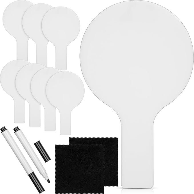 Containlol 8 Pcs Mini Dry Erase Answer Paddles Acrylic Answer Board Double-Sided Response Paddles Quick Response Board with Handle for Teaching Office Games Home