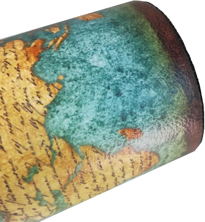 DreamsEden Vintage Pen Pencil Holder Cup Retro Pattern Desk Organizer for Home Office Bedroom (Blue World Map Round)