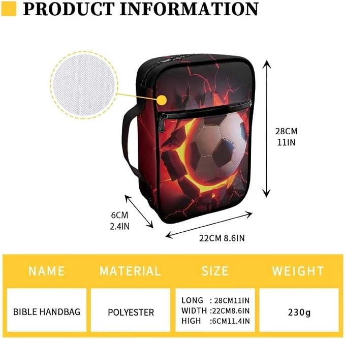 Coldinair Football Bible Cover with Handles,Zippered Bible Carrying Case for Women Men Bible Tote Bag Bible Book Cover Accessories,Christian Church Bag Purse