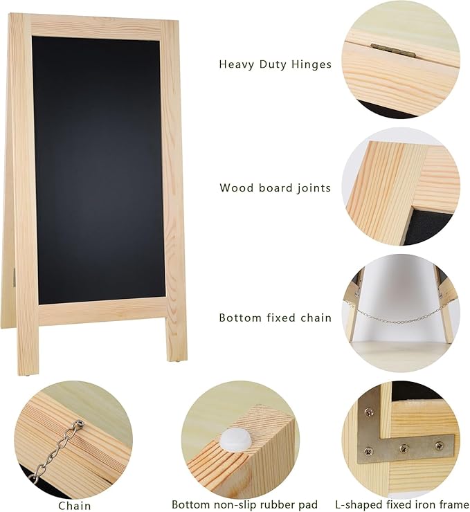 20x40 Inch Chalk Board Sign, Chalkboard Signs, A Frame Menu Easel, Sandwich Outdoor Large Standing Blackboard, Business for Outside Businesses Sidewalk - Pizarras Pizarrones Negocios