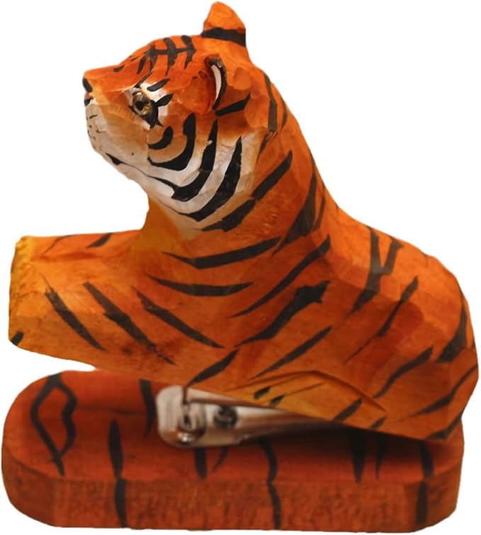 Wooden Animal Stapler, Desktop Stitcher Art Figurine Statue Sculpture Wooden Stapler for School Office Stationery (Tiger)
