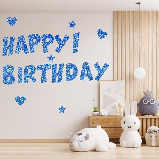 Glitter Bulletin Board Letters for Classroom Numbers Alphabet Poster Board Letters with Adhesive Dots Punctuation Symbols Cutout Bulletin Display School (Blue)