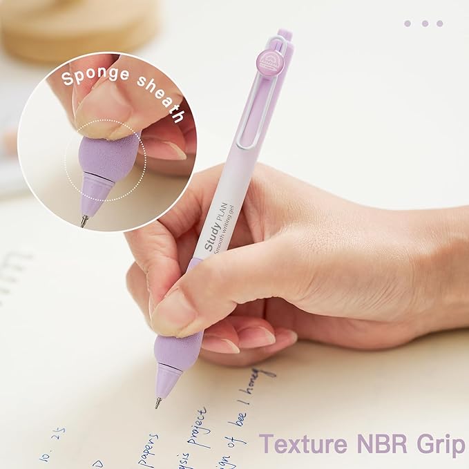 6 Pcs Gel Pens, 0.5mm Fine Point Smooth Writing Black Gel Ink Pen Set, Retractable Ergonomic Pens with Grip, Grip Pens for Better Journaling, Note Taking, Planning, Studying - Decent & Luxury Design