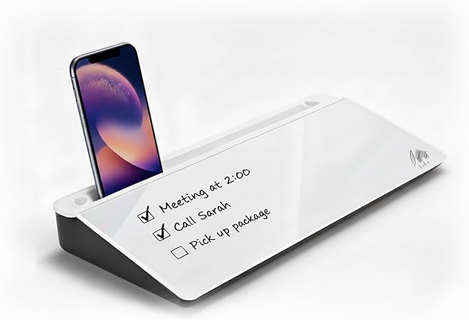 Glass Desktop Whiteboard with Storage Drawer – Premium Dry Erase Board for Desk Notes, Planning & Organization