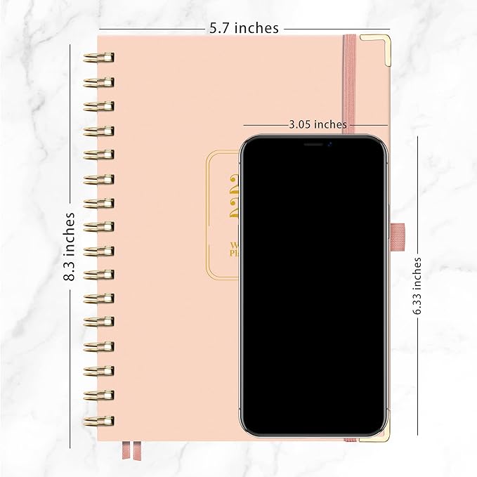 RETTACY 2026 Planner, Weekly and Monthly, Medium Size (5.7" x 8.3"), Jan - Dec 2026, Agenda, Calendar, 12 Month Tabs, Hardcover, 100 GSM Thick Paper, Spiral-bound (Pink)