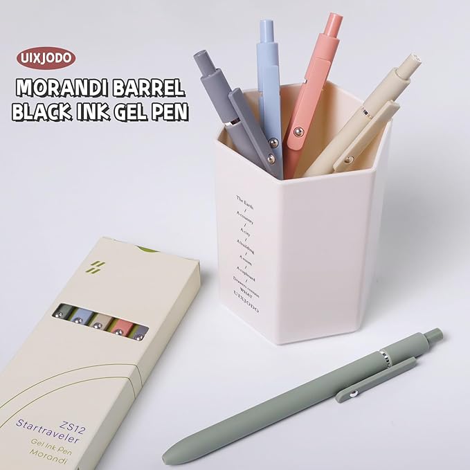 UIXJODO Gel Pens, 10Pcs 0.5mm Black Ink Pens Fine Point Smooth Writing Pens, High-End Series Retractable Pens for Journaling Note Taking, Cute Office School Supplies Gifts for Women (10 Pcs Morandi)
