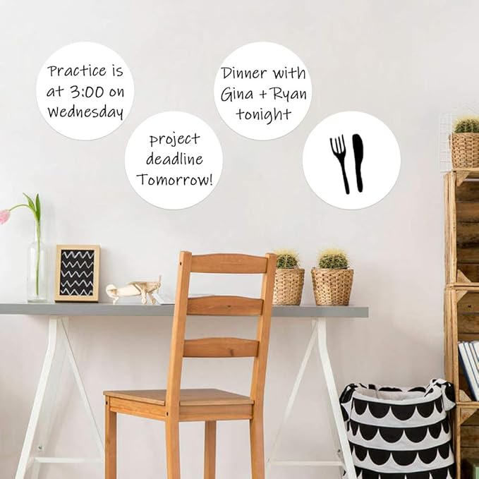 24 Pack Dry Erase Circle Dots, Whiteboard Desktop Writing Spots for Classroom Tables, Removable Vinyl Stickers Wall Decals for School Teachers, White