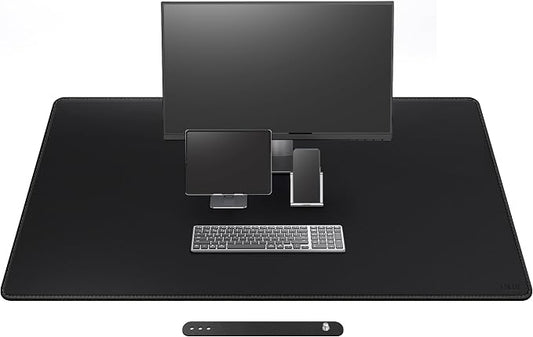 Cacoy 51.2" x 27.5" Large Leather Desk Mat, Extended Mega Size Computer Mouse Pad for Full Desk Coverage, Waterproof Office Desk Protector, PU Leather Desk Pad Blotters (Black)