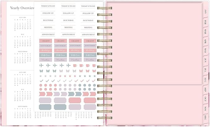 Blue Sky Rachel Parcell 2027 Daily and Monthly Planner Calendar, January 2027 - December 2027, 5" x 8", Hard Cover, Durable Twin Wire Binding, Laminated Tabs, Storage Pocket, Stickers, Peony