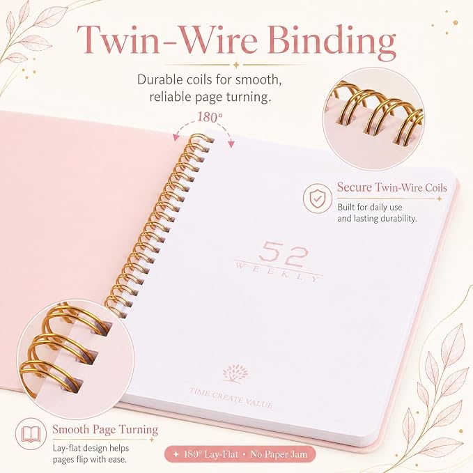 Undated Weekly Planner Notebook, 52-Week To-Do List Organizer with Weekly Goals, Habit Tracker and Priority Planner, Spiral Bound 5.7" x 8" Planner for Women and Men