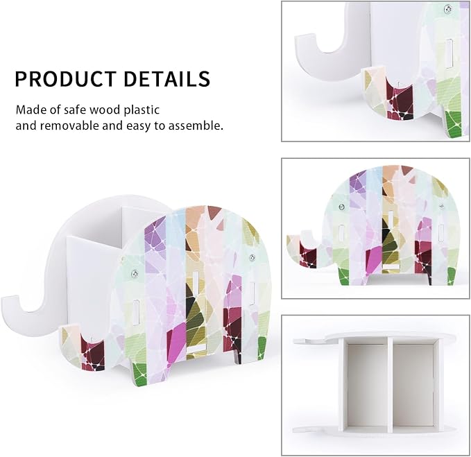 MOKANI Pen Pencil Holder for Desk Cute Elephant Gifts Desk Organizer Marker Makeup Brush Holders Workspace Organizers Office Decor Accessories with Phone Stand Christmas Gifts For Women Men Adults