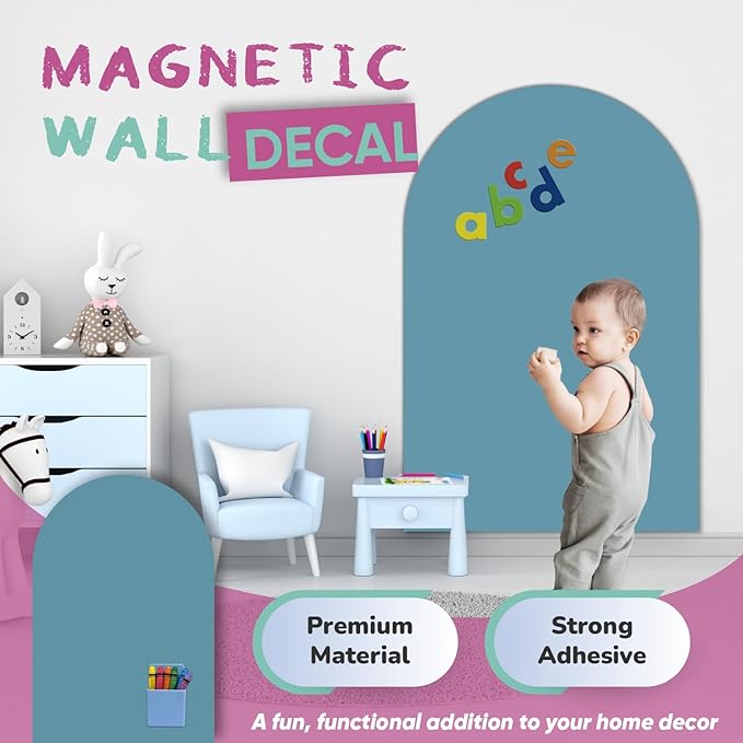 YOUNGJQ Magnetic Arch Wall Decal, Magnetic Chalkboard for Wall 42" x 32" Adhesive Backing Wallpaper(Celadon)